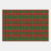 Feuille De Papier Cadeau Noël plaid or rouge vert traditionnel élégant (Devant 2)