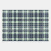 Feuille De Papier Cadeau Noël Plaid Trio Rouge Gold Navy (Devant)