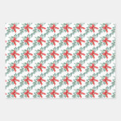 Feuille De Papier Cadeau Noël Poinsettia Aquarelles (Devant 3)