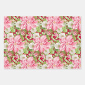 Feuille De Papier Cadeau Noël Poinsettia Fête Florale (Devant)