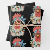 Feuille De Papier Cadeau Noël Poulet de Noël Lumières Fermier Famille (En situation)