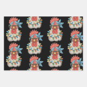 Feuille De Papier Cadeau Noël Poulet de Noël Lumières Fermier Famille (Devant)