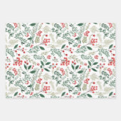 Feuille De Papier Cadeau Noël Red Holly Berries (Devant)