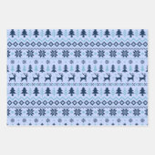 Feuille De Papier Cadeau NOËL REIN DEER LAPLAND MOTIF Bleu rouge WPS3 (Devant 3)