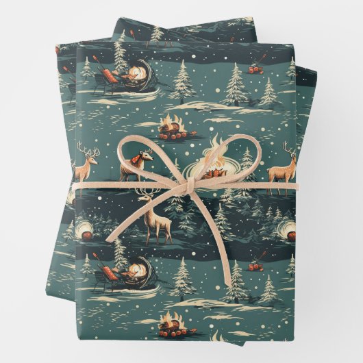 Feuille De Papier Cadeau Noël Reindeer (En situation)