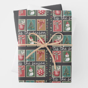 Feuille De Papier Cadeau Noël Rétro C'est La Saison Hivernale Cosy Père Noë