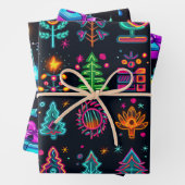 Feuille De Papier Cadeau Noël Retro Neon (En situation)