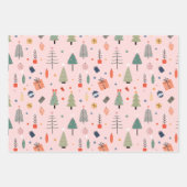 Feuille De Papier Cadeau Noël rose (Devant)