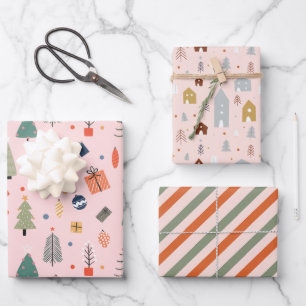 Feuille De Papier Cadeau Noël rose