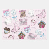 Feuille De Papier Cadeau Noël rose aquarelle (Devant)