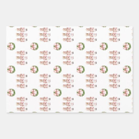 Feuille De Papier Cadeau Noël rose Nutcracker (Devant)