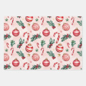 Feuille De Papier Cadeau Noël rose rouge Vintage (Devant 2)
