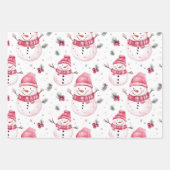 Feuille De Papier Cadeau Noël rose Snowman (Devant 2)
