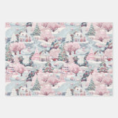 Feuille De Papier Cadeau Noël rose vintage (Devant 2)