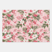 Feuille De Papier Cadeau Noël rose vintage (Devant)
