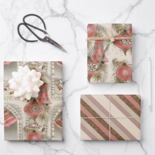 Feuille De Papier Cadeau Noël rose vintage