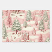 Feuille De Papier Cadeau Noël rose vintage (Devant)