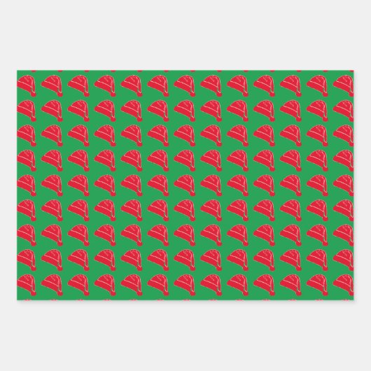 Feuille De Papier Cadeau Noël rouge blanc vert Père Noël motif mignon (Devant 3)
