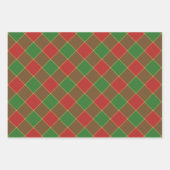Feuille De Papier Cadeau Noël rouge chèque vert plaid motif diagonal (Devant 2)
