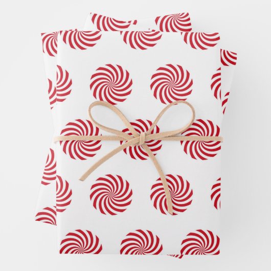 Feuille De Papier Cadeau Noël rouge et blanc Pinwheel (En situation)