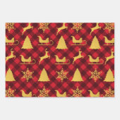 Feuille De Papier Cadeau Noël Rouge et noir Buffalo Plaid Gold Xmas (Devant 3)