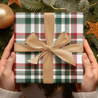 Feuille De Papier Cadeau Noël Rouge Et Vert Carreaux