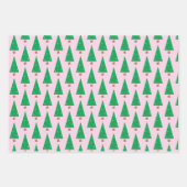 Feuille De Papier Cadeau Noël Rouge Rose Vert Grandes Modernes (Devant 3)