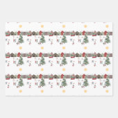 Feuille De Papier Cadeau Noël rouge vert et blanc (Devant)