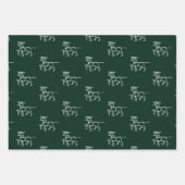 Feuille De Papier Cadeau Noël rouge vert foncé noir Père Noël Rennes de (Devant 2)