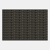 Feuille De Papier Cadeau Noël rouge vert foncé or noir Père Noël Reindeer (Devant 3)