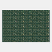 Feuille De Papier Cadeau Noël rouge vert foncé or noir Père Noël Reindeer (Devant 2)