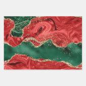 Feuille De Papier Cadeau Noël Rouge Vert Parties scintillant Agate (Devant 2)