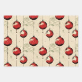 Feuille De Papier Cadeau Noël rouge vintage (Devant)