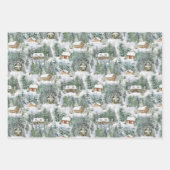 Feuille De Papier Cadeau Noël Russe Forêt Boisée Cabines vacances (Devant)