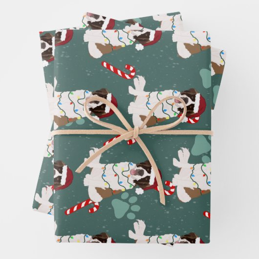 Feuille De Papier Cadeau Noël Saint Bernard (En situation)