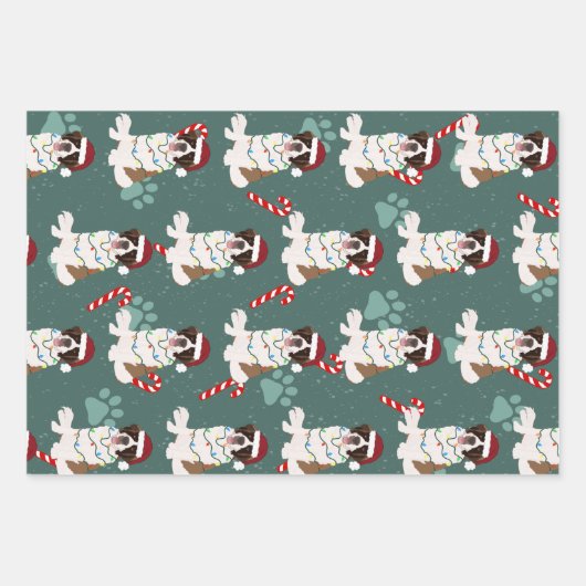 Feuille De Papier Cadeau Noël Saint Bernard (Devant)