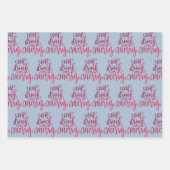 Feuille De Papier Cadeau Noël Salutations manuscrites Gris Bleu Vert (Devant 3)