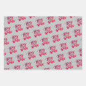 Feuille De Papier Cadeau Noël Salutations manuscrites Gris Bleu Vert (Devant 2)