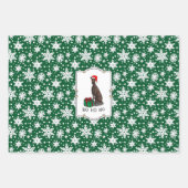 Feuille De Papier Cadeau Noël Santa Hat Greyhound Chien (brindle) mignonne (Devant)