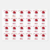 Feuille De Papier Cadeau Noël Santa Hat & Nom personnalisé Motif (Devant 3)