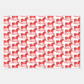 Feuille De Papier Cadeau Noël scandinave Cheval Rocse Custom (Devant 3)