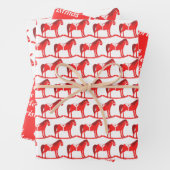 Feuille De Papier Cadeau Noël scandinave Cheval Rocse Custom (En situation)