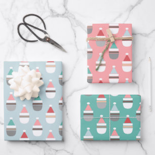 Feuille De Papier Cadeau Noël Simple Santas