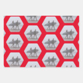 Feuille De Papier Cadeau Noël Surfer Couple Rouge Blanc Vert  (Devant)