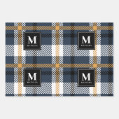 Feuille De Papier Cadeau Noël tartan monogramme personnalisé (Devant 3)