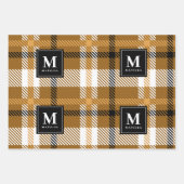 Feuille De Papier Cadeau Noël tartan monogramme personnalisé (Devant 2)