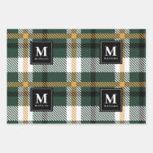 Feuille De Papier Cadeau Noël tartan monogramme personnalisé (Devant)