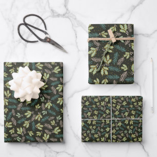 Feuille De Papier Cadeau Noël Tendance au houx 