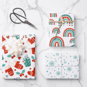 Feuille De Papier Cadeau Noël traditionnel mignon