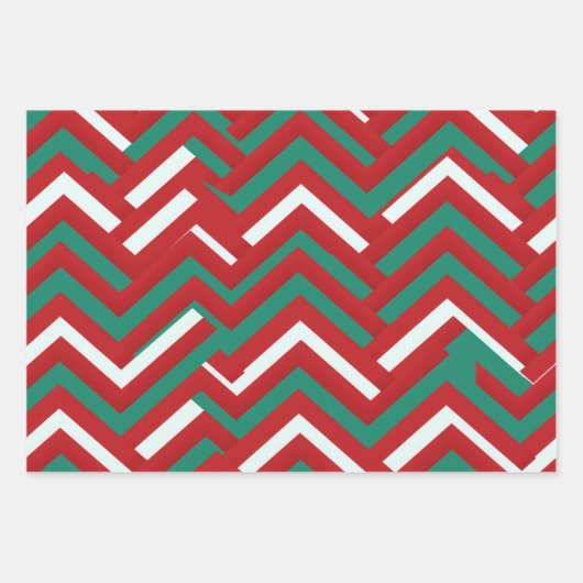 Feuille De Papier Cadeau Noël traditionnel rouge blanc et vert (Devant 2)